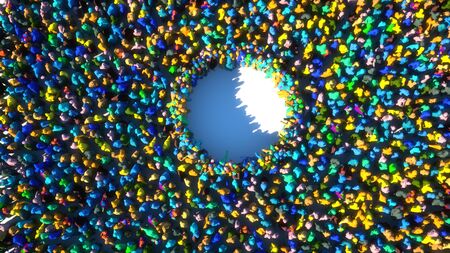 3d render. Massive crowd low peopleの写真素材