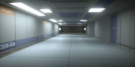 3d render. Futuristic scifi corridorの写真素材