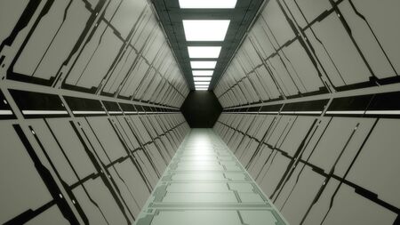 3d render. Futuristic spaceship scifi corridor architectureの写真素材