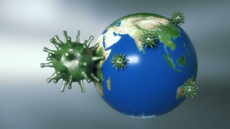 3d render. Virus and worldの写真素材