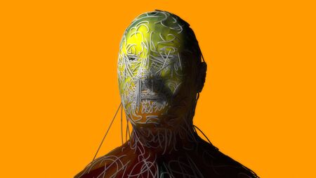 3d render. Head Human shattered portraitの写真素材