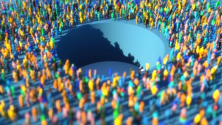 3d render people crowd connectedの写真素材