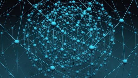 Structure 3d rendering connection and particles