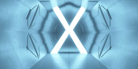 3d render. Futuristic spaceship scifi corridor architectureの写真素材