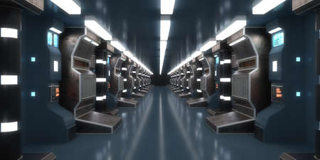 3d render. Futuristic scifi corridor