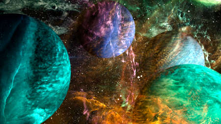 Background of galaxies and nebula illustrationの写真素材