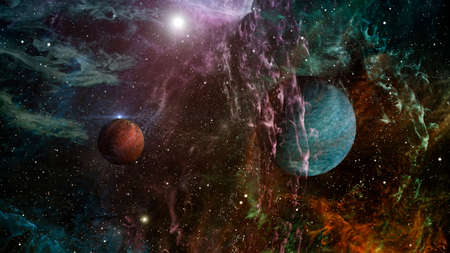 Background of galaxies and nebula illustrationの写真素材