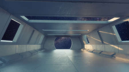 3d render. Interior scifi corridor concept designの写真素材