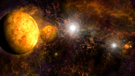 Background of galaxies and nebula illustrationの写真素材