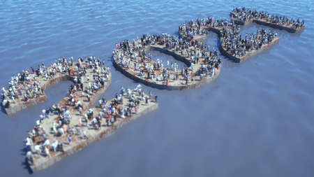 3d render. Number 2021 and peopleの写真素材