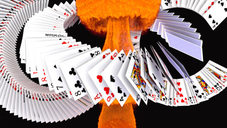 3d render. Poker card fallingの写真素材