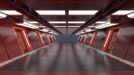 3d render. Futuristic scifi corridor
