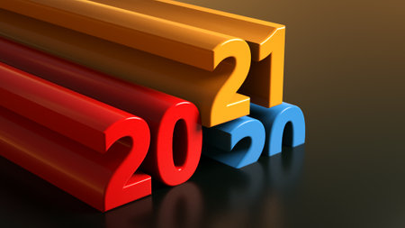 3d render. 2021 text celebration backgroundの写真素材