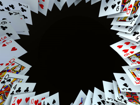 3d render. Poker card fallingの写真素材