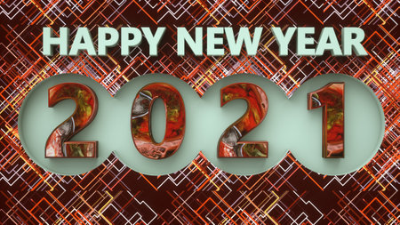 3d render. 2021 text celebration background