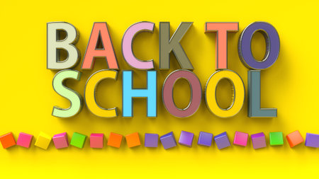 3d render. Back to school backgroundの写真素材