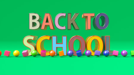 3d render. Back to school backgroundの写真素材