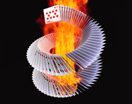 3d render. Poker card fallingの写真素材