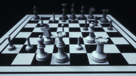 3d render. Chess board and piecesの写真素材