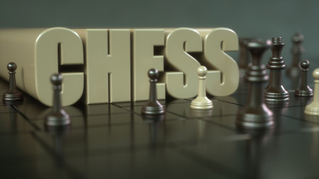 3d render. Chess board and piecesの写真素材