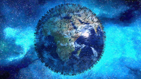 3d render. Planet earh and peopleの写真素材