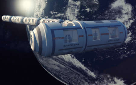 3d render. Space station and hotel