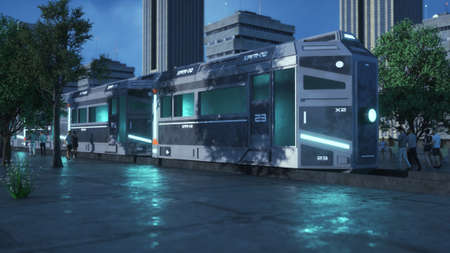 3d render. Futuristic train conceptの写真素材