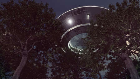 3d render. UFO spaceship conceptの写真素材