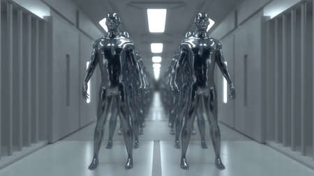 3D render. Cloning humanoid figuresの写真素材