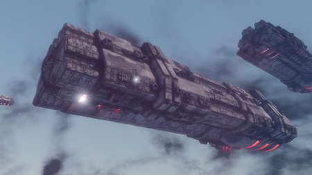 3d render. UFO spaceship conceptの写真素材