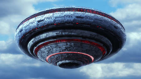 3d render. UFO spaceship conceptの写真素材
