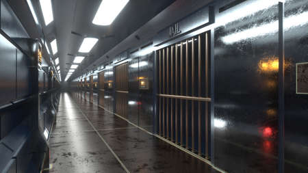 3d render futuristic interior jailの写真素材