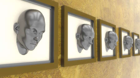 3D render. Cloning humanoid facesの写真素材