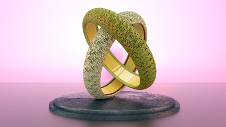3d render. Gold rings designの写真素材
