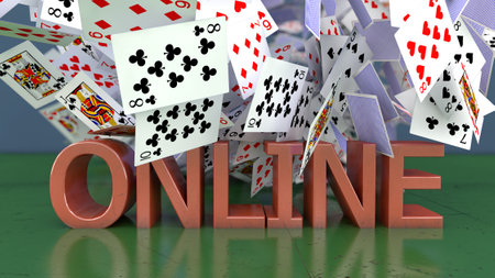 3d render Poker cards fallingの写真素材