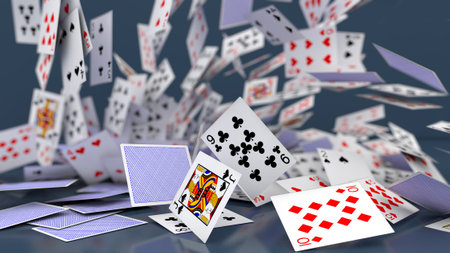 3d render Poker cards fallingの写真素材