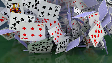 3d render Poker cards fallingの写真素材