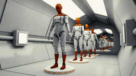 3D render. Cloning humanoid figuresの写真素材