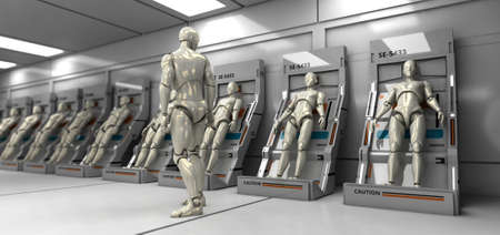 3D render. Cloning humanoid figuresの写真素材
