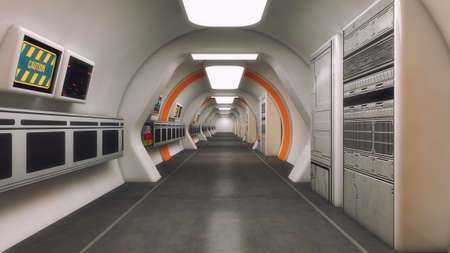 3d render. Futuristic corridor interior designの写真素材
