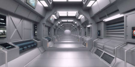 3d render. Futuristic corridor interior designの写真素材