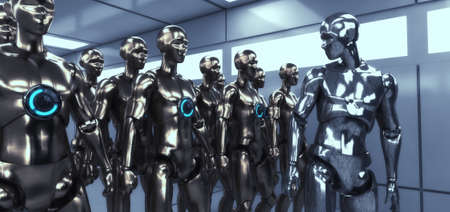 3D render. Humanoid figures and sicifi sceneの写真素材
