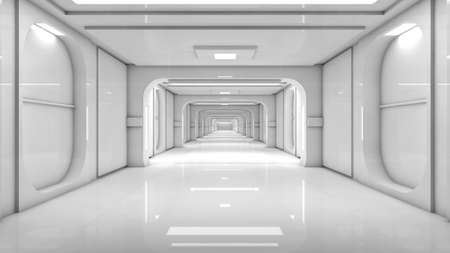 3d render. Futuristic corridor interior designの写真素材