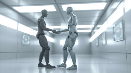 3D render. Humanoid figures and sicifi sceneの写真素材