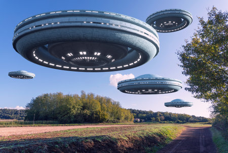 3d render. UFO spaceship concept
