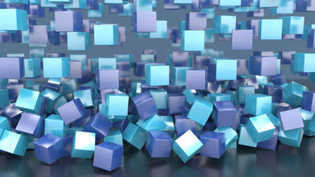 3d rendering. Abstract background with cubes of different colorsの写真素材