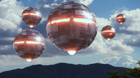 3d render. UFO spaceship conceptの写真素材