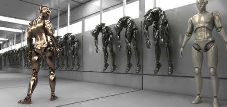3D rendering. Cloning humanoid figures