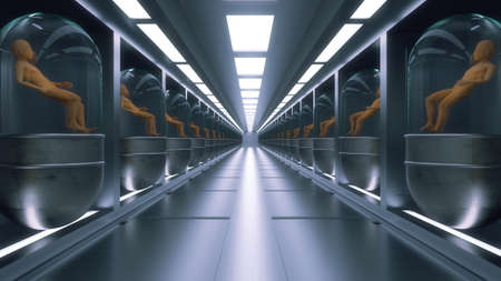 3d render. Futuristic hallway. Concept of modern architecture and interior spaceship3d render. Futuristic hallway. Concept of modern architecture and interior spaceshipの写真素材