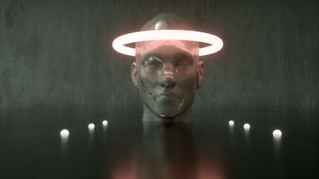 3D render. Humanoid figures and sicifi sceneの写真素材